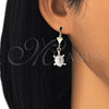 Arete Colgante 02.351.0006 Oro Laminado, Diseño de Tortuga, Pulido, Tres Tonos