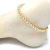 Tobillera Elegante 03.93.0009.10 Oro Laminado, Diseño de Bola y Bead Expandible, Pulido, Tono Dorado (06 MM Thickness, 10 Inches Length)