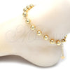 Tobillera Elegante 03.93.0011.10 Oro Laminado, Diseño de Bola, Pulido, Tono Dorado (08 MM Thickness, 10 Inches Length)