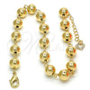 Tobillera Elegante 03.93.0011.10 Oro Laminado, Diseño de Bola, Pulido, Tono Dorado (08 MM Thickness, 10 Inches Length)