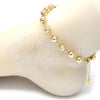 Tobillera Elegante 03.93.0012.10 Oro Laminado, Diamantado, Tono Dorado (08 MM Thickness, 10 Inches Length)