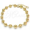 Tobillera Elegante 03.93.0012.10 Oro Laminado, Diamantado, Tono Dorado (08 MM Thickness, 10 Inches Length)