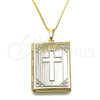 Collares con Dije 04.117.0003.20 Oro Laminado, Diseño de Cruz, Pulido, Tono Dorado (02 MM Thickness, 20 Inches Length)