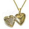 Collares con Dije 04.117.0008.20 Oro Laminado, Diseño de Corazón, Pulido, Tono Dorado (02 MM Thickness, 20 Inches Length)