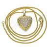Collares con Dije 04.117.0008.20 Oro Laminado, Diseño de Corazón, Pulido, Tono Dorado (02 MM Thickness, 20 Inches Length)