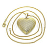 Collares con Dije 04.117.0007.20 Oro Laminado, Diseño de Corazón, Pulido, Tono Dorado (02 MM Thickness, 20 Inches Length)