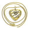 Collares con Dije 04.117.0006.20 Oro Laminado, Diseño de Corazón, Pulido, Tono Dorado (02 MM Thickness, 20 Inches Length)
