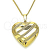 Collares con Dije 04.117.0006.20 Oro Laminado, Diseño de Corazón, Pulido, Tono Dorado (02 MM Thickness, 20 Inches Length)