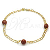 Tobillera Elegante 03.63.2067.10 Oro Laminado, Pulido, Tono Dorado (04 MM Thickness, 10 Inches Length)
