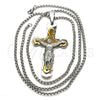 Collares con Dije 04.166.0033.30 Acero Inoxidable, Diseño de Crucifijo, Pulido, Dos Tonos (03 MM Thickness, 30 Inches Length)