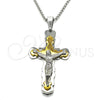 Collares con Dije 04.166.0033.30 Acero Inoxidable, Diseño de Crucifijo, Pulido, Dos Tonos (03 MM Thickness, 30 Inches Length)