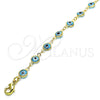 Pulsera Elegante 5.039.005.06 Oro Laminado, Diseño de Ojo Griego, Resinado Acqua, Tono Dorado (07 MM Thickness, 6 Inches Length)
