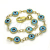 Pulsera Elegante 5.039.005.06 Oro Laminado, Diseño de Ojo Griego, Resinado Acqua, Tono Dorado (07 MM Thickness, 6 Inches Length)