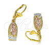 Arete Colgante 02.351.0010 Oro Laminado, Diseño de Guadalupe, Pulido, Tres Tonos