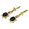 Arete Colgante 02.351.0011 Oro Laminado, Diseño de Tortuga, con Negro Zirconia Cubica and Granate Cristal, Pulido, Tono Dorado