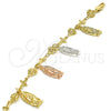 Pulsera Elegante 03.351.0030.07 Oro Laminado, Diseño de Guadalupe y Cruz, Pulido, Tres Tonos (07 MM Thickness, 7 Inches Length)