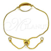 Pulsera Bolo Ajustable 03.207.0098.10 Oro Laminado, con Blanca Zirconia Cubica, Esmaltado Blanco, Tono Dorado (01 MM Thickness, 10 Inches Length)