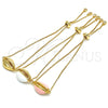 Pulsera Bolo Ajustable 03.207.0098.10 Oro Laminado, con Blanca Zirconia Cubica, Esmaltado Blanco, Tono Dorado (01 MM Thickness, 10 Inches Length)