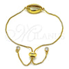 Pulsera Bolo Ajustable 03.207.0098.2.10 Oro Laminado, con Blanca Zirconia Cubica, Pulido, Tono Dorado (01 MM Thickness, 10 Inches Length)