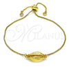 Pulsera Bolo Ajustable 03.207.0098.2.10 Oro Laminado, con Blanca Zirconia Cubica, Pulido, Tono Dorado (01 MM Thickness, 10 Inches Length)