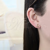 Arete Dormilona 02.156.0322 Oro Laminado, Diseño de Corazón y Mariposa, con Blanca Micro Pave, Pulido, Tono Dorado