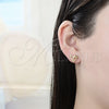 Arete Dormilona 02.156.0324 Oro Laminado, Diseño de Corazón y Delfín, con Blanca Micro Pave, Pulido, Tono Dorado