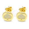 Arete Dormilona 02.156.0325 Oro Laminado, Diseño de Corazón, con Blanca Micro Pave, Pulido, Tono Dorado