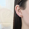 Arete Dormilona 02.156.0326 Oro Laminado, Diseño de Corazón, con Blanca Micro Pave, Pulido, Tono Dorado
