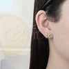 Arete Dormilona 02.156.0328 Oro Laminado, Diseño de Mariposa, con Blanca Micro Pave, Pulido, Tono Dorado