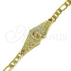 Pulsera Elegante 03.351.0034.08 Oro Laminado, con Blanca Cristal, Pulido, Tono Dorado (06 MM Thickness, 8 Inches Length)