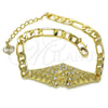 Pulsera Elegante 03.351.0034.08 Oro Laminado, con Blanca Cristal, Pulido, Tono Dorado (06 MM Thickness, 8 Inches Length)