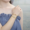 Pulsera Elegante 03.351.0034.1.08 Oro Laminado, con Granate Cristal, Pulido, Tono Dorado (06 MM Thickness, 8 Inches Length)