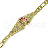 Pulsera Elegante 03.351.0034.1.08 Oro Laminado, con Granate Cristal, Pulido, Tono Dorado (06 MM Thickness, 8 Inches Length)