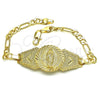 Pulsera Elegante 03.351.0035.07 Oro Laminado, Diseño de Guadalupe, Pulido, Tono Dorado (Grosor 05 MM, 7 Pulgadas de Largo)