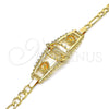 Pulsera Elegante 03.351.0037.08 Oro Laminado, Diseño de Guadalupe y Flor, Pulido, Tono Dorado (05 MM Thickness, 8 Inches Length)