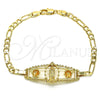 Pulsera Elegante 03.351.0037.08 Oro Laminado, Diseño de Guadalupe y Flor, Pulido, Tono Dorado (05 MM Thickness, 8 Inches Length)