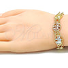 Pulsera Elegante 03.351.0043.09 Oro Laminado, Diseño de Elefante, Pulido, Tres Tonos (12 MM Thickness, 9 Inches Length)