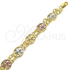 Pulsera Elegante 03.351.0043.09 Oro Laminado, Diseño de Elefante, Pulido, Tres Tonos (12 MM Thickness, 9 Inches Length)