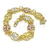 Pulsera Elegante 03.351.0043.09 Oro Laminado, Diseño de Elefante, Pulido, Tres Tonos (12 MM Thickness, 9 Inches Length)