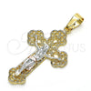 Dije Religioso 05.351.0023 Oro Laminado, Diseño de Crucifijo, Pulido, Tres Tonos