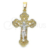 Dije Religioso 05.351.0023 Oro Laminado, Diseño de Crucifijo, Pulido, Tres Tonos