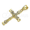 Dije Religioso 05.351.0024 Oro Laminado, Diseño de Crucifijo, con Blanca Cristal, Pulido, Tono Dorado
