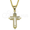 Dije Religioso 05.213.0068 Oro Laminado, Diseño de Cruz, Pulido, Tono Dorado