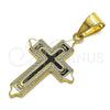 Dije Religioso 05.213.0068 Oro Laminado, Diseño de Cruz, Pulido, Tono Dorado