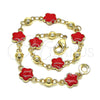 Pulsera Elegante 03.213.0015.6.08 Oro Laminado, Diseño de Flor, Esmaltado Rojo, Tono Dorado (08 MM Thickness, 8 Inches Length)