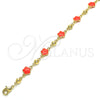 Tobillera Elegante 03.213.0015.5.10 Oro Laminado, Diseño de Flor, Esmaltado, Tono Dorado (08 MM Thickness, 10 Inches Length)