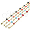 Tobillera Elegante 03.213.0015.6.10 Oro Laminado, Diseño de Flor, Esmaltado Rojo, Tono Dorado (08 MM Thickness, 10 Inches Length)
