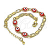 Pulsera Elegante 03.63.2072.1.08 Oro Laminado, Diseño de Ojo Griego, Pulido Rojo, Tono Dorado (04 MM Thickness, 8 Inches Length)
