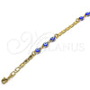 Pulsera Elegante 03.63.2072.2.08 Oro Laminado, Diseño de Llave Griega, Pulido Azul, Tono Dorado (04 MM Thickness, 8 Inches Length)