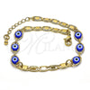 Pulsera Elegante 03.63.2072.2.08 Oro Laminado, Diseño de Llave Griega, Pulido Azul, Tono Dorado (04 MM Thickness, 8 Inches Length)